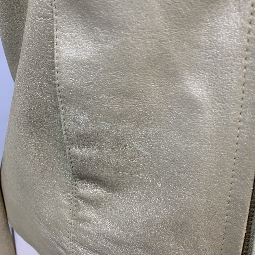 Adler Collection zippered beige leather jacket, Small - Picture 5 of 10